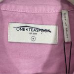 One Teaspoon NWT Future Denim Everyday Shirt Pink Metallic Foil MEDIUM Oversized Photo 7