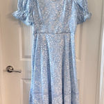 Rachel Parcell  Blue Floral Lace Puff Sleeve Midi Dress – Size L Photo 0