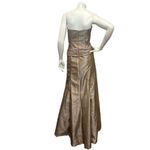 AMSALE Junior Sz 6 Y2K Metallic Brown Casual Evening Tube Full Length Prom Dress Photo 4