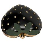 Black Strawberry CROSSBODY Bag Studded Heavy Gold Chain Strap HANDBAG Mini Purse Photo 2