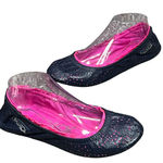 Ballasox Portable Ballet Flats Womens 8 Navy Blue Soft Leather Foldable Shoes Photo 0