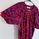 Loft red and black puff sleeve blouse with a floral or daisy print size Large Photo 1