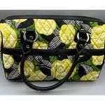 Vera Bradley La Neon Rose Quilted Floral Handbag Satchel Green Yellow Black Photo 1