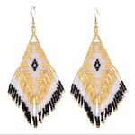 Handmade Miyuki Beaded Fringe Boho Earrings Gold Photo 10