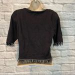 Betsey Johnson Vintage 90’s Betsy Johnson Black Knit Cropped Cardigan Top w/ Beaded Fringe US4 Photo 4