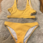 Cupshe  Bikini Size‎ Medium Orange Ribbed Side Cut Outs Swimsuit Photo 0