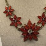 Vintage Flower Pot Bloom Red/Orange Fall Rhinestone Statement Necklace Earring Orange Photo 4