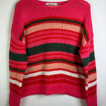 Stitches & Stripes Women’s Multicolor Chunky Knit Striped Sweater Size M Pink Size M Photo 0