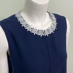 Nanette Lepore  Sleeveless Navy Blue Swing Dress with White Flower Trim size 8 Photo 2