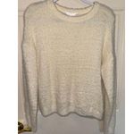 Women's Time and Tru Cream Fluffy Crew Neck Sweater M Photo 2