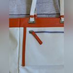 Italian White Tote with Orange Trim Faux Leather Photo 3