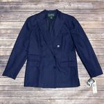 Ralph Lauren Lauren True Navy Blue Linen Double Breasted Provence Blazer 10 NWT Photo 6