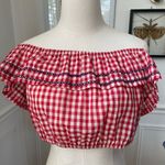 Vintage 70s Red Gingham Crop Top High Rise Shorts M Size M Photo 2