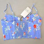 ZARA NWT! Blue Floral Sleeveless Bustier Camisole Photo 1