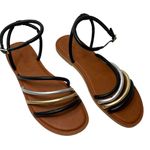 Toms Womens Willa Metallic Gold Silver Strappy Sandals Size 10 Photo 0