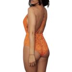 FREE PEOPLE X HAH Lace Bodysuit Sz S Burn Orange Feminine Party Resort Boho NWT Photo 2