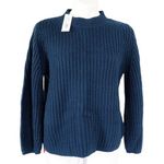 Rebecca Taylor Ribbed Navy Sweater Mock Neck Wool Blend Size L NWT $295 Photo 0