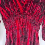 One World Velvet Babydoll Top Women Small Red Lace Sequin Trim Vamp Goth Festive Photo 5