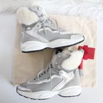 Valentino Garavani Valentino VLogo Metallic Silver Ivory Shearling & Leather High-Top Sneakers Photo 6