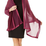 Calvin Klein Elegant Satin-Trim Chiffon Evening Wrap in Maroon NWT Photo 0