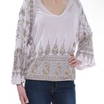 Free People  Women's Medallion Printed V-Neck Top Size M Purple Photo 0