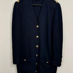 St. John SANTANA KNIT LONG Knit V-Neck Button Front Cardigan Sz L Photo 3