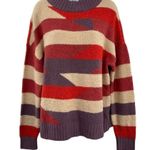 Urban Outfitters Abstract Retro Striped Oversized Wool Long Sleeve Sweater Top Large Photo 1