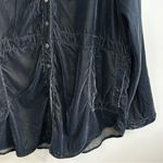 Natural Life Laid Back Deep Slate Blue Velvet Button Down Top/Blouse Size Large Photo 6