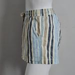 Natural Reflections  Blue & Beige Striped Linen Blend Pull On Shorts Size Small Photo 1