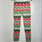 Christmas Holiday Leggings junior Large Multi Print Red Green Snowmen Candy Cane Size undefined Photo 2
