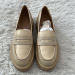 Schutz Viola Crocodile-Embossed Leather Flat Loafers in Eggshell size 7.5B Photo 4
