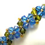 Blue and green crystal Swarovski floral bracelet Photo 2