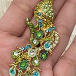 Unsigned Green Rhinestones Peacock Brooch Photo 4