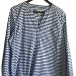 GH & Bass Co Women Tunic Top XL Gray White Striped Cotton Preppy Coastal Light Photo 4