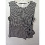 Elle ‎ Womens XL Sleeveless Black And White Checkered Blouse Ties round neck Photo 6