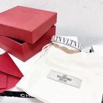 Valentino Garavani Authentic White & Black Thin Leather VLTN Buckle Bracelet Photo 13