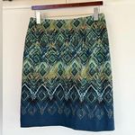 J.Jill Peacock Blue Green Print Textured Knit Skirt Womens XS Business W… Photo 0