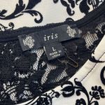 Iris Paisley Print Velvet Burnout Top Peplum Mini Dress Black & White Size L NWO Photo 4