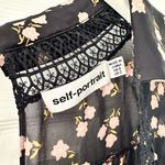 Self Portrait  Black Twist Front V Neck Ditsy Floral Mini Swing Skirt Dress 2 Photo 5