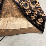 Hale Bob Vintage  Small Silk V Neck Velvet Burnout Tie Shoulder Black Brown Dress Photo 12