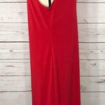 JM Collection Medium M Sheath Dress Sleeveless Red Lined Stretch V-Neck Photo 4