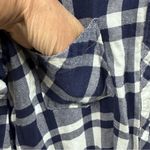 Aerie  Cotton Blue White Flannel Plaid Button Up Long Sleeve Short Romper Large Photo 5