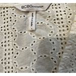 BCBGeneration White Eyelet Ruffle Hem Crop Top, Sz L Photo 13