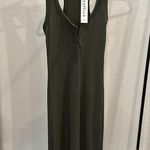 Olive Green Midi Ribbed Dress Photo 0