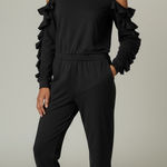 Venus  Grey Cold Shoulder Ruffle Sleeve Jumpsuit Jogger Pants Women's M Photo 0