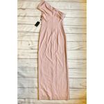 Adrianna Papell Metallic Knit One Shoulder Column Gown in Blush Pink Size 4 NWT Photo 3