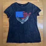 City Chic women’s charcoal Eagle flag short sleeve Graphic Grunge T-Shirt|Sz:XS Photo 2