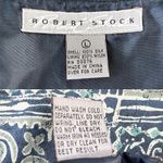 Robert Stock Vintage Bomber Jacket Silk Large Geometric Print Blue Photo 8