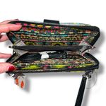 Sakroots  Womens Wallet Clutch Purse Crossbody Black Neon Pineapple Peace Sign Photo 4