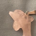Dolphin Necklace Pendant Pink Rose Quartz Crystal Stone 1.75” W X 1”H New NIP Photo 1
